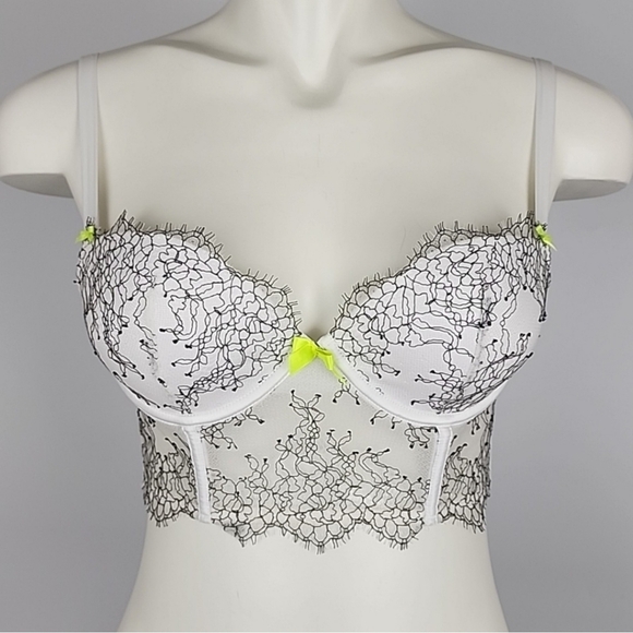 Victoria's Secret Very Sexy  Demi Buste Cream Black Lace Push Up 32D - Picture 16 of 16